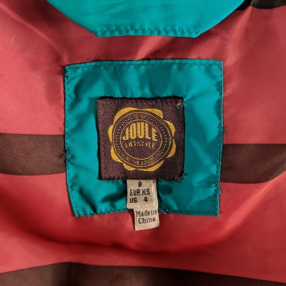 Joules Teal Blue Green Puffer Vest Matching Striped Scarf Pink US 4 M_DOWNHAM - Picture 7 of 12